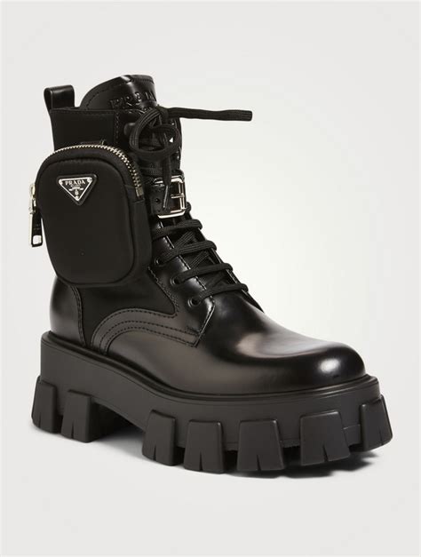 prada leather and nylon combat boots